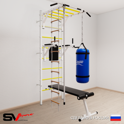 Шведская стенка Sv Sport усиленная 6552 (Турник рукоход/Брусья/Скамья/Канат/Лестница/Цепь/Мешок 22кг)
