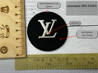 Нашивка КОЖА/МЕТАЛЛ LV черная круглая