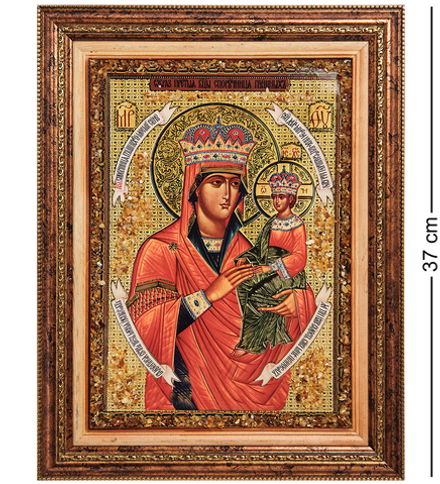 AMB-01/ 7 Икона Божией Матери «Споручница грешных» (с янтарной крошкой) H-37см