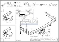 Фаркоп оцинкованный Galia A036A для Audi A4 2000-2007, VW Passat 1996-2005(паспорт и сертификат в комплекте)(без электрики)