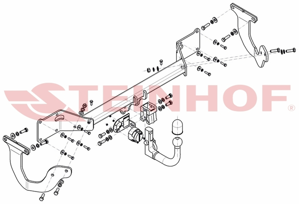 Фаркоп Steinhof T-184 для Citroen Spacetourer 2016-, Peugeot Traveller 2016-, Jumpy 2016-,  Expert 2016-,  Proace 2016-,  Proace Verso 2016-,  Zafira LIfe 2019-,  Vivaro 2019-(паспорт и сертификат в комплекте)(без электрики)