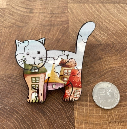 Брошь "Кот городской"