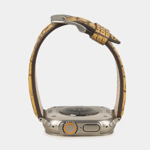 Ремешок для Apple Watch Ultra 49mm из кожи аллигатора, бежевого цвета винтаж
