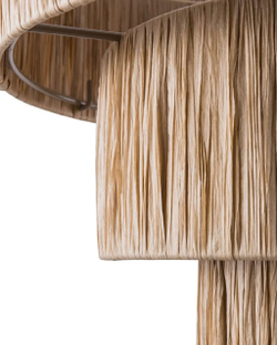 Настенное бра с многоуровневым абажуром из натуральной рафии