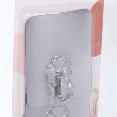 Крючки металлические в наборе 3шт на липкой основе «ИДЕЯДОМА», форма квадрат, цвет серый, нагрузка 3кг/8,5*7,5см