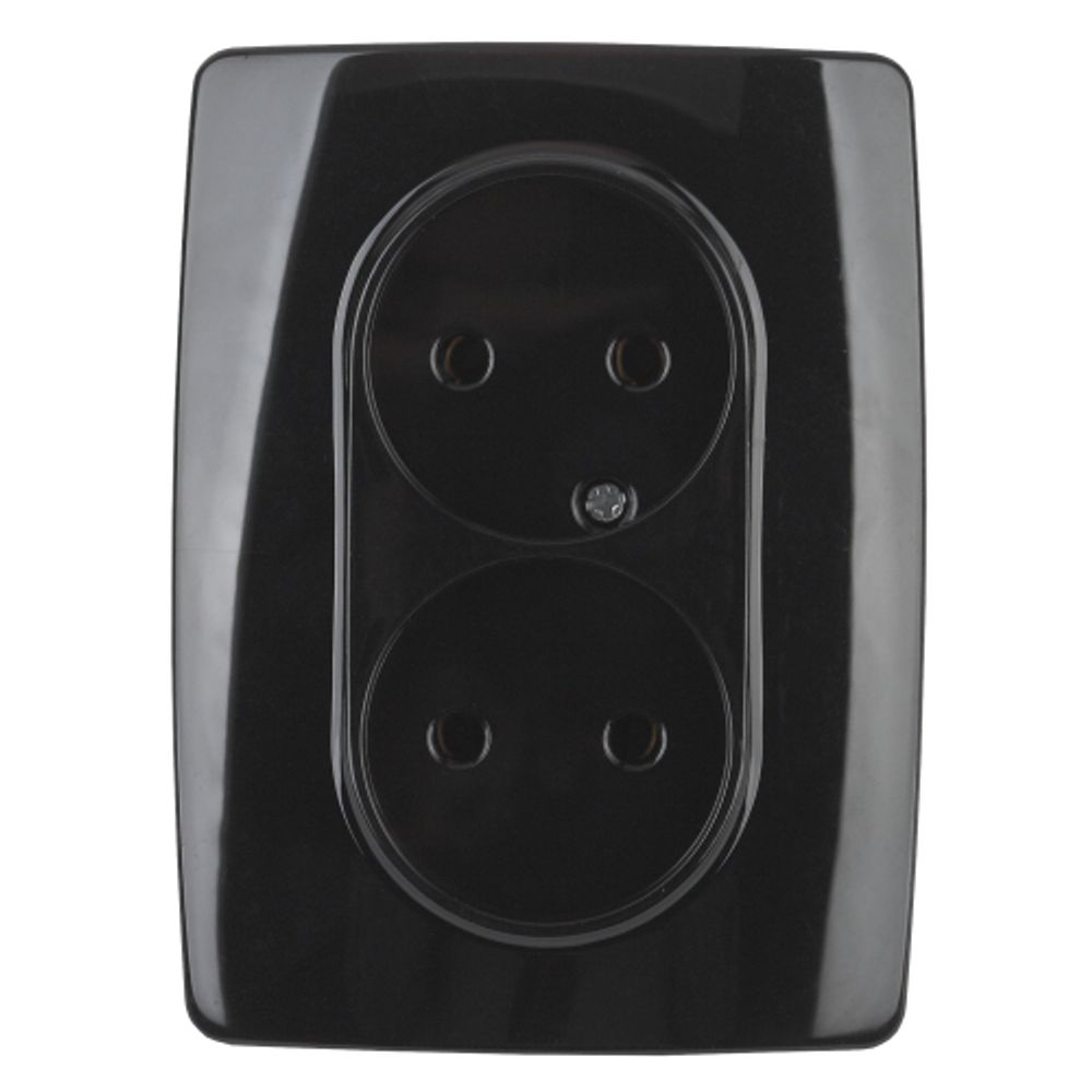 12-2107-06 ЭРА Розетка 2X2P, 16A-250В, IP20, Эра12, чёрный | Эра 12 Черный