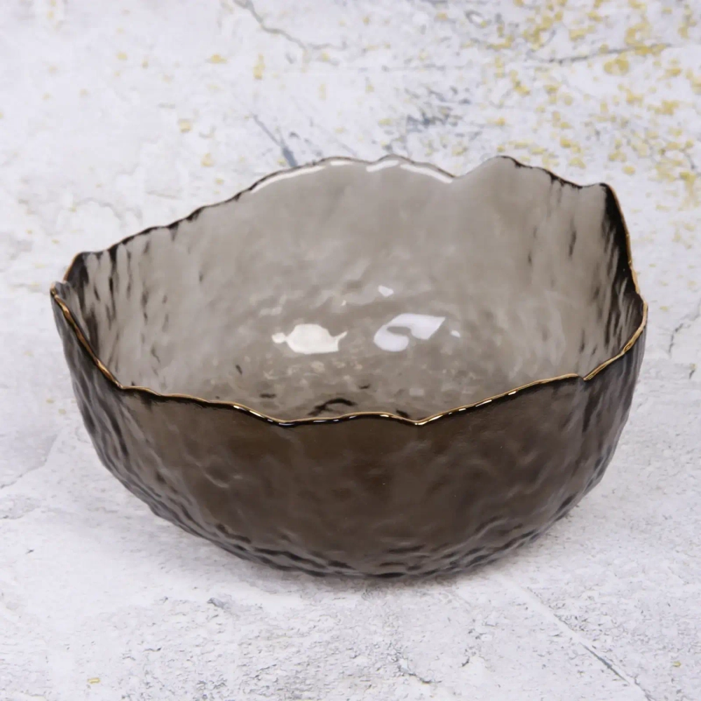 Салатник стеклянный «ICE CRYSTAL» 20см графит