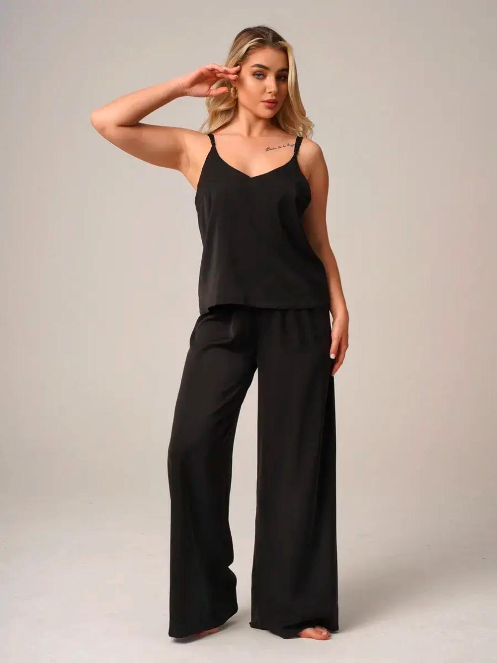 Пижама с брюками шелковая