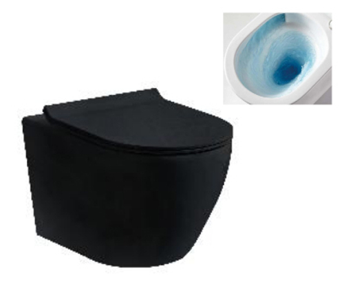 Унитаз подвесной ТОРНАДО, круглый (ЧЕРНЫЙ)  GANZER