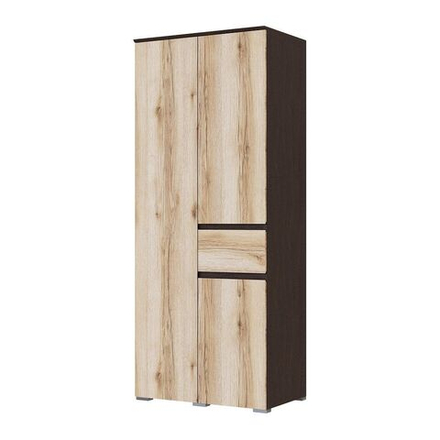 Шкаф распашной Плейона Шкаф 2-х створчатый с ящиком венге/дуб делан