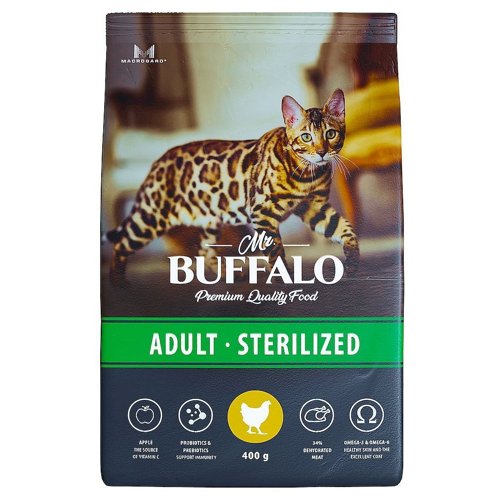 Mr.Buffalo STERILIZED 0,4кг (курица) д/кошек B112