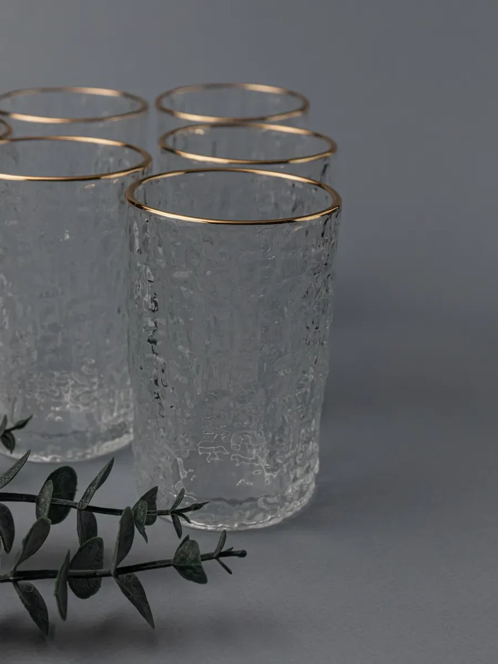 Набор бокалов с узором, 240 мл. 6 шт. С золотой каймой