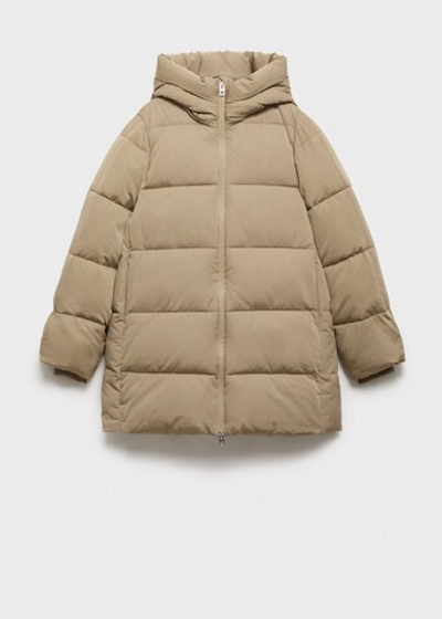 Стеганый анорак миди с капюшоном