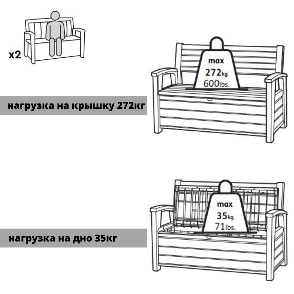 Скамья - сундук Хадсон (Hudson storage bench) 227 л. коричневый