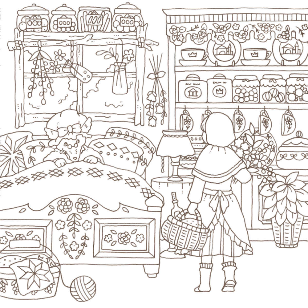 To the beyond of the world fairy tale story. Coloring book