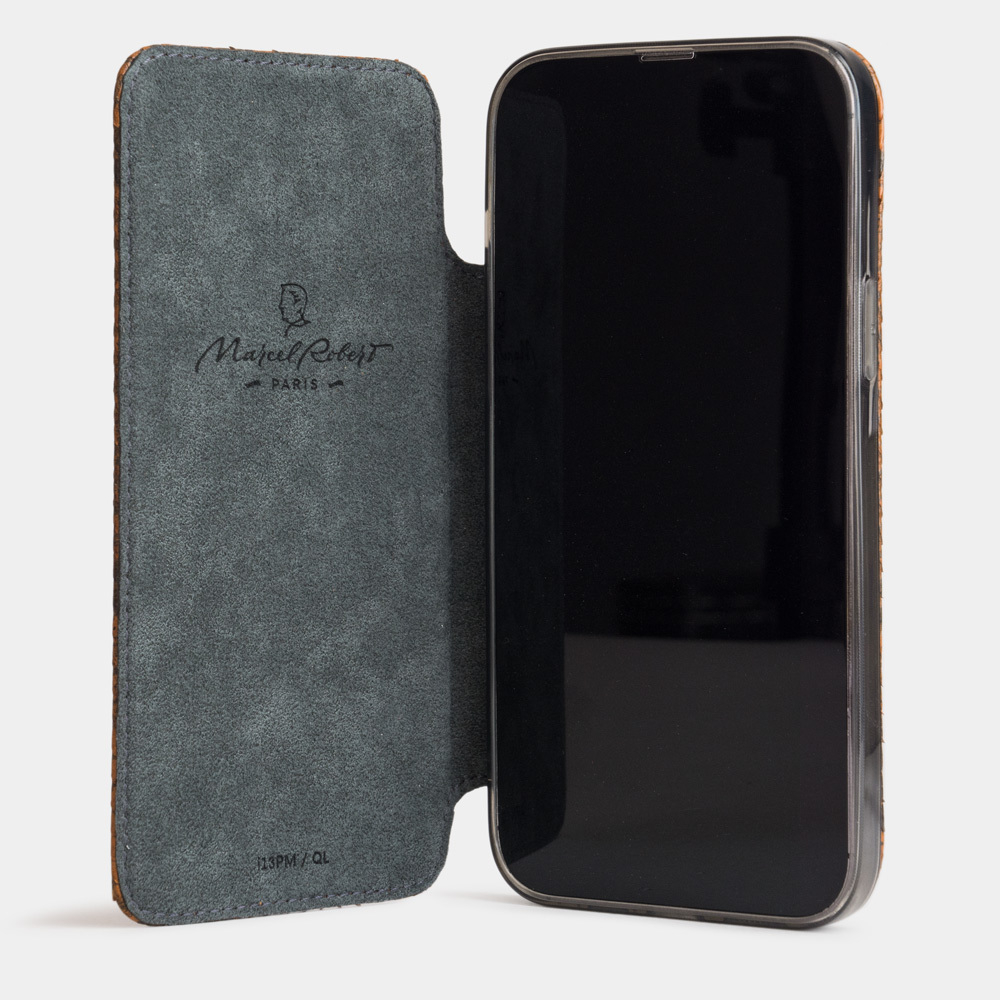 Чехол для iPhone 13 Pro Max из кожи питона, цвета Коньяк