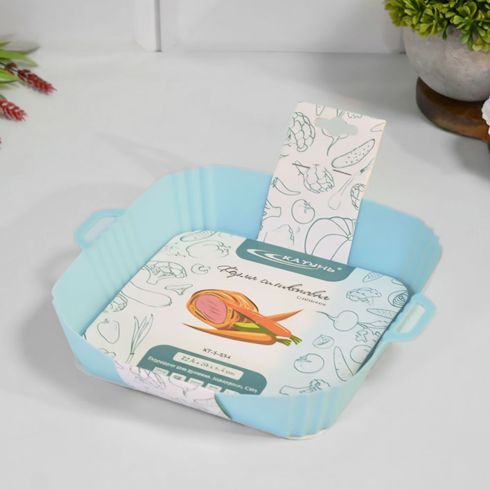 Форма для выпечки силиконовая "Квадрат фигурный" с ручками 22,5*19*4см