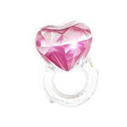 Шар (32""/81 см) Сердце, Кольцо с бриллиантом, Розовый, 1 шт. 5п В094
