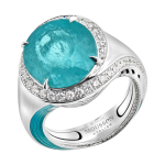 Кольцо с Турмалином Параиба и Бриллиантами, Эмаль, R0143-09/3