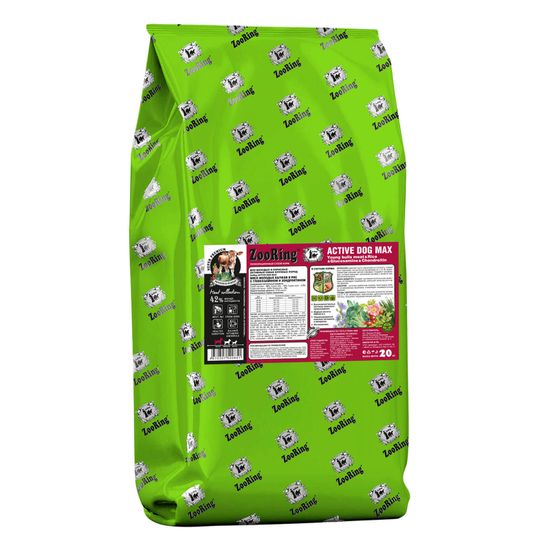 ZooRing Active Dog Max Мясо молодых бычков и рис с глюкозамином и хондроитином 20 кг