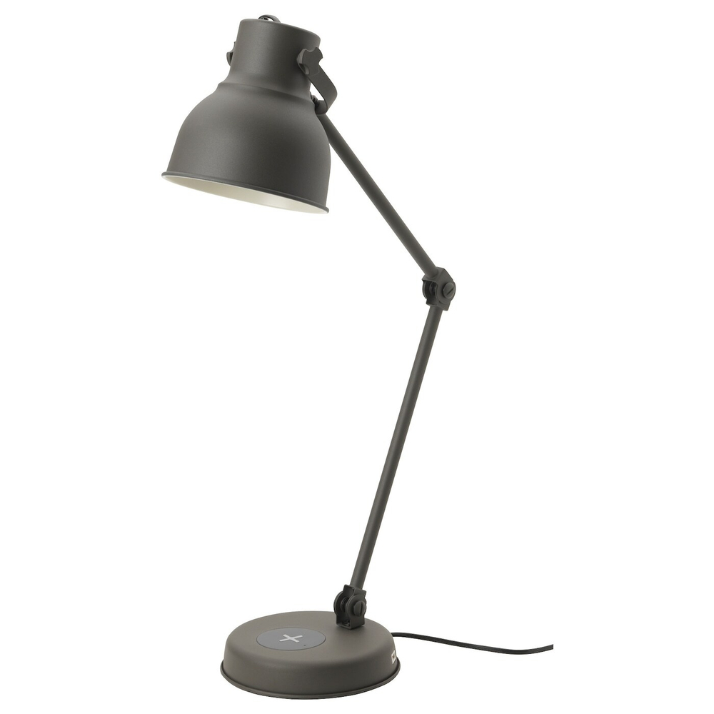 IKEA HEKTAR  (ИКЕА ХЕКТАР)  -  Настольная лампа с зарядным устройством индуктивная, темно-серый