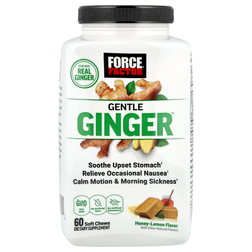 Force Factor, Gentle Ginger ™, мед и лимон, 60 жевательных таблеток