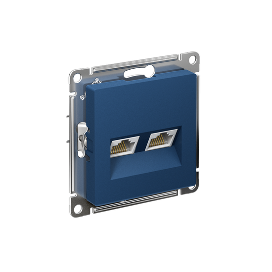 Розетка компьютерная 2-м AtlasDesign RJ45+RJ45 кат.5E механизм аквамарин SE ATN001185