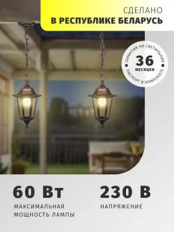 Светильник уличный Navigator 80 485, 6 граней, цоколь E27, IP44, подвесной, черный под медь