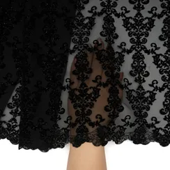 Кружево флок на сетке черное 25 см
