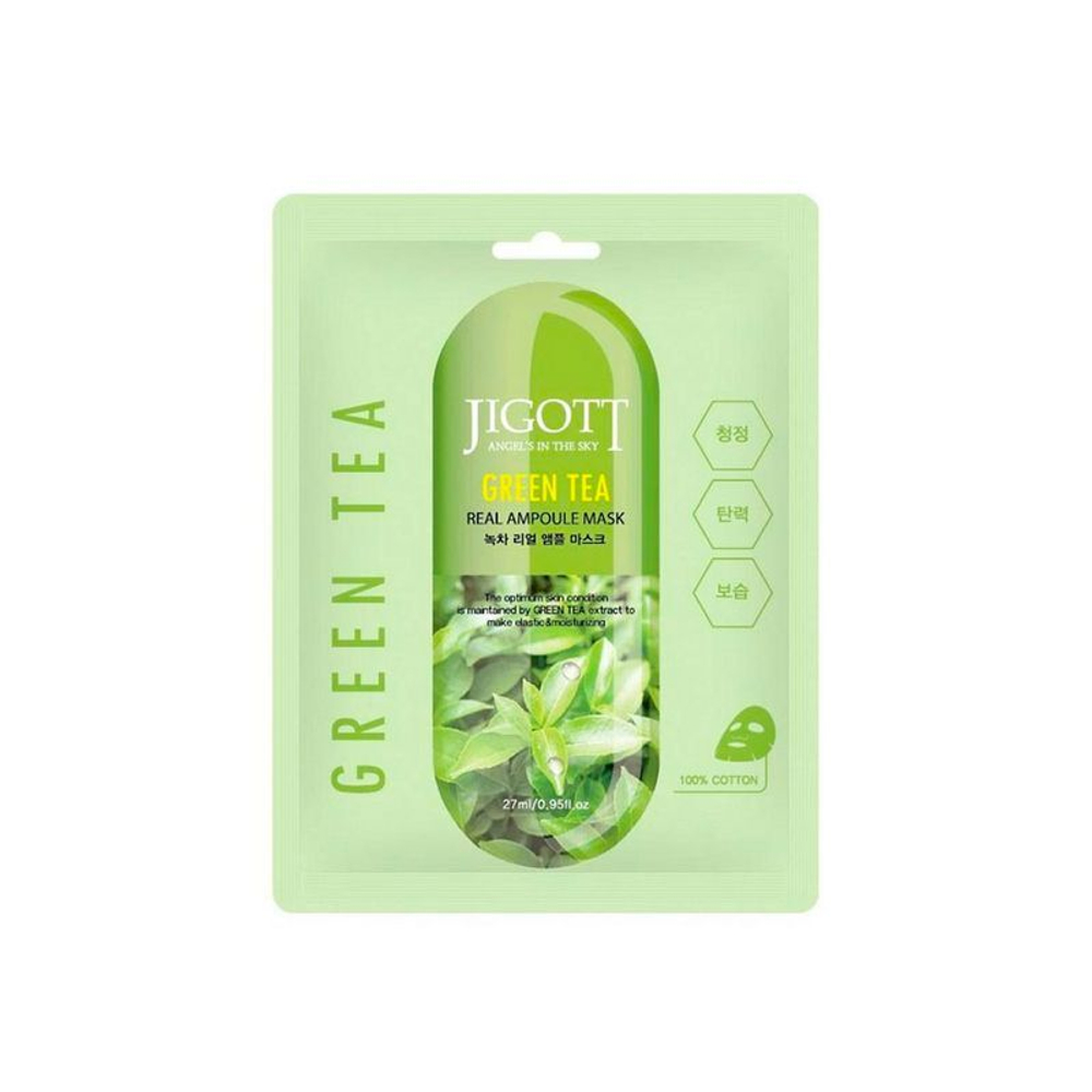Тканевая маска Jigott Green tea Real Ampoule Mask 27 гр