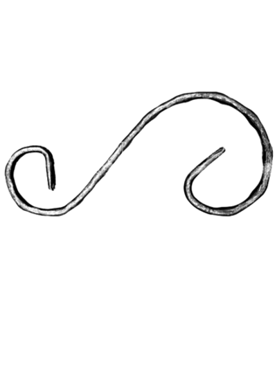 Кованый элемент вензель S (85х220) мм. обжатый, р-р материала П 11х5, вес 0,156 кг.