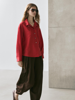 Massimo Dutti Рубашка свободного кроя с кнопками, красный