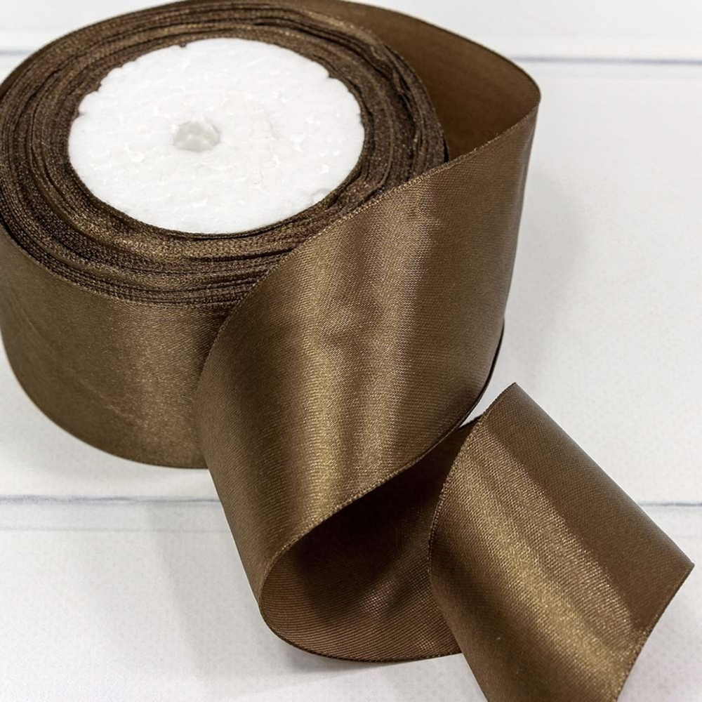 Лента Атласная 5см х 28м Сатин (Коричневый)