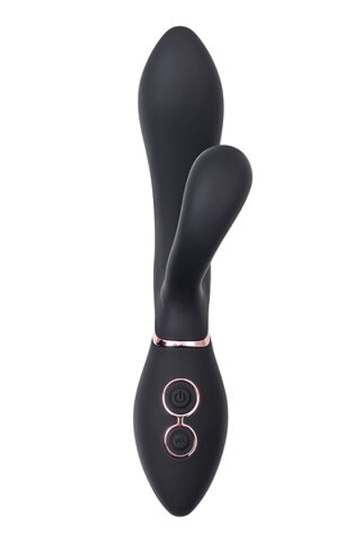 Черный вибратор Avalanche с «танцующим» клиторальным стимулятором - 20,5 см. (Цвет: черный)