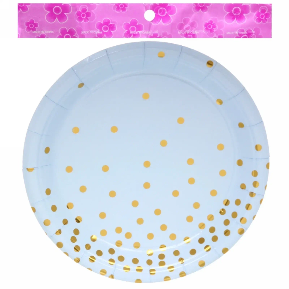 Тарелка бумажная 18 см в наборе 10 шт «Конфетти» голубая