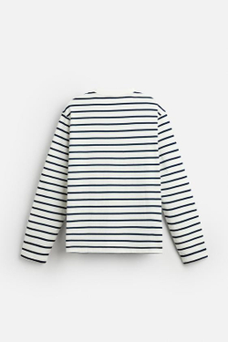 ZARA ФУТБОЛКА В ПОЛОСКУ, БЕЛЫЙ/МОРСКОЙ СИНИЙ