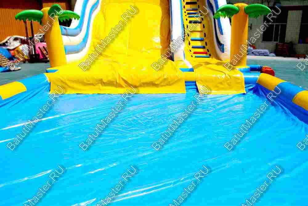 Надувной водный батут с бассейном «Пляжный оазис», 15*5.5*6.5 м