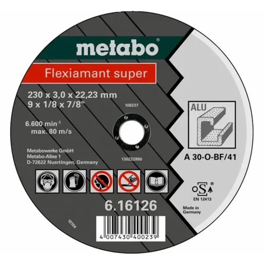 Круг отрезной по цветным металлам METABO Flexiamant S 230x22х3.0 мм (616126000)
