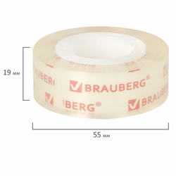 Клейкие ленты 19 мм х 33 м КРИСТАЛЬНЫЕ, BRAUBERG, КОМПЛЕКТ 2 шт., европодвес, 227261