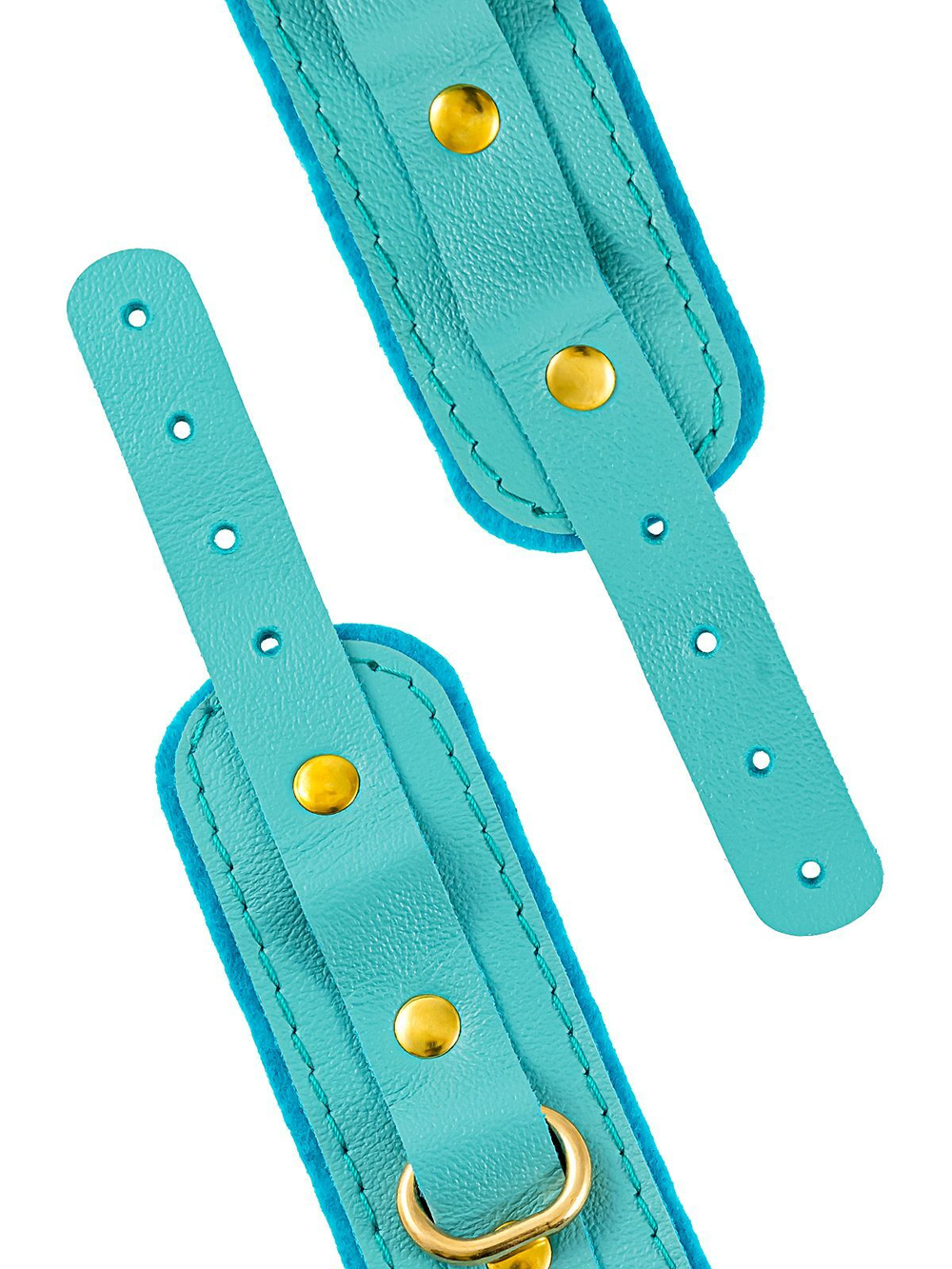 Наручники-браслеты Pecado, кожаные, для узкого запястья, голубые