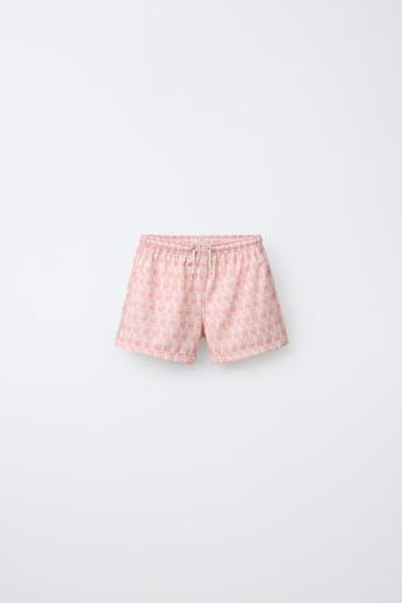 ZARA ПЛАВКИ-БЕРМУДЫ С ПАЛЬМАМИ, ТЕЛЕСНО-РОЗОВЫЙ
