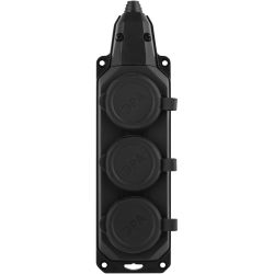 Колодка ЭРА K-3e-B-IP44 каучуковая с заземлением 3 розетки 16A IP44 черная | Колодки