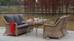 "Гляссе" диван трехместный из искусственного ротанга, цвет соломенный