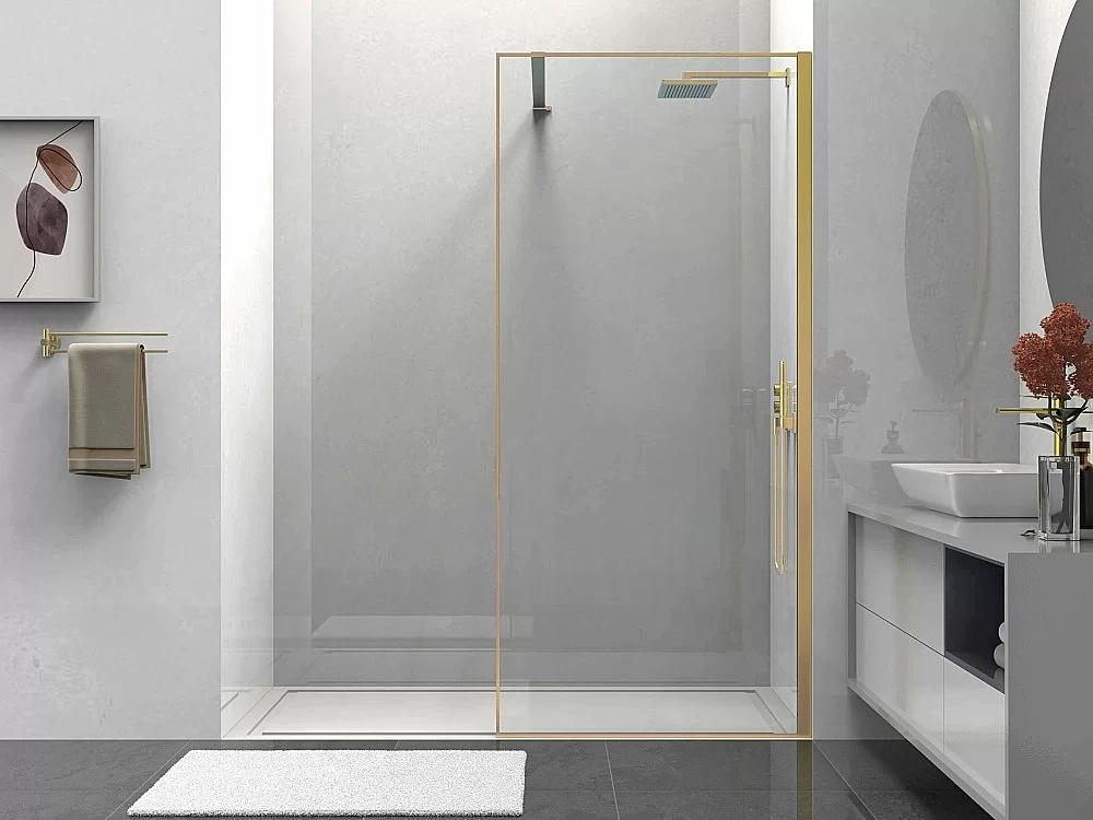 Душевое ограждение Vincea Walk-In VSW-1HS100CLG 100 стекло прозрачное/профиль брашированное золото