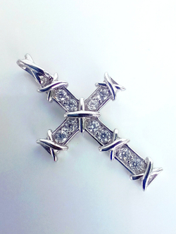 Крестик Эстерелла, серебро 925*, родирование, фианит/Ф