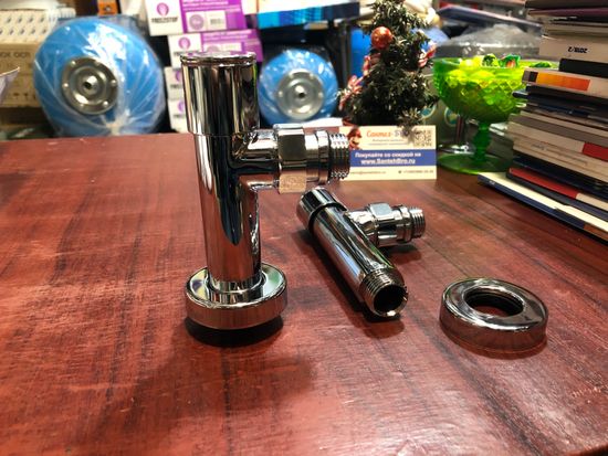 Кран для полотенцесушителя угловой 1/2х1/2" ш/ш круглый Tim, 2 шт