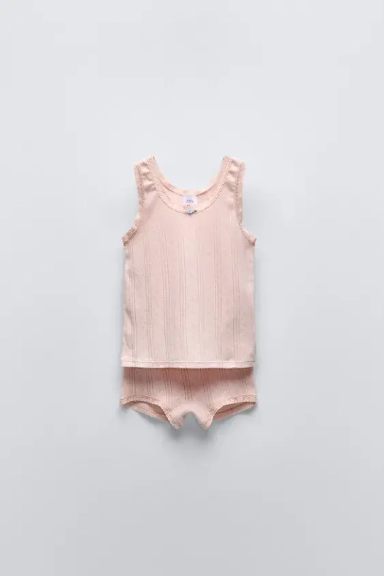 ZARA КОМПЛЕКТ ИЗ ФУТБОЛКИ И ШОРТ, РОЗОВЫЙ
