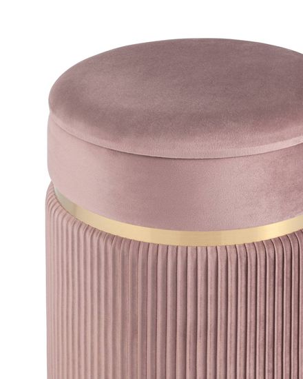 Пуф Миранда с ящиком велюр розовый