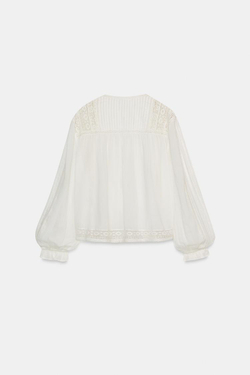 ZARA РУБАШКА С ВЫШИВКОЙ — ZW COLLECTION, ЭКРЮ