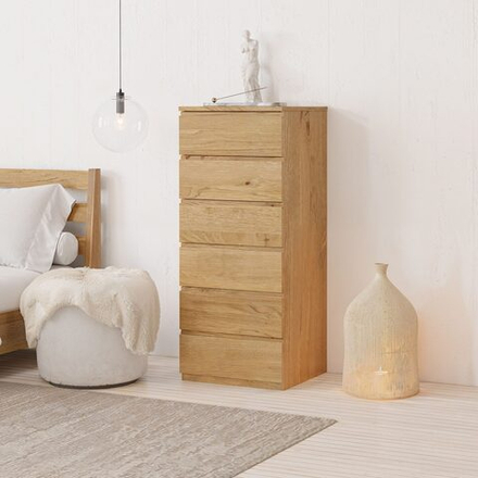 Высокий комод из массива дикого дуба Дольче Вита 50х45х120 см, с 6 глубокими ящиками